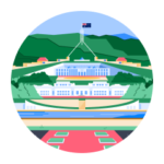 An illustration of the Parliament building in Australia, representing Australia's 2024 policy updates.