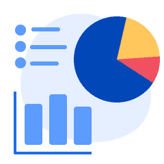 An illustration of a pie chart, line graph, and bar graph.