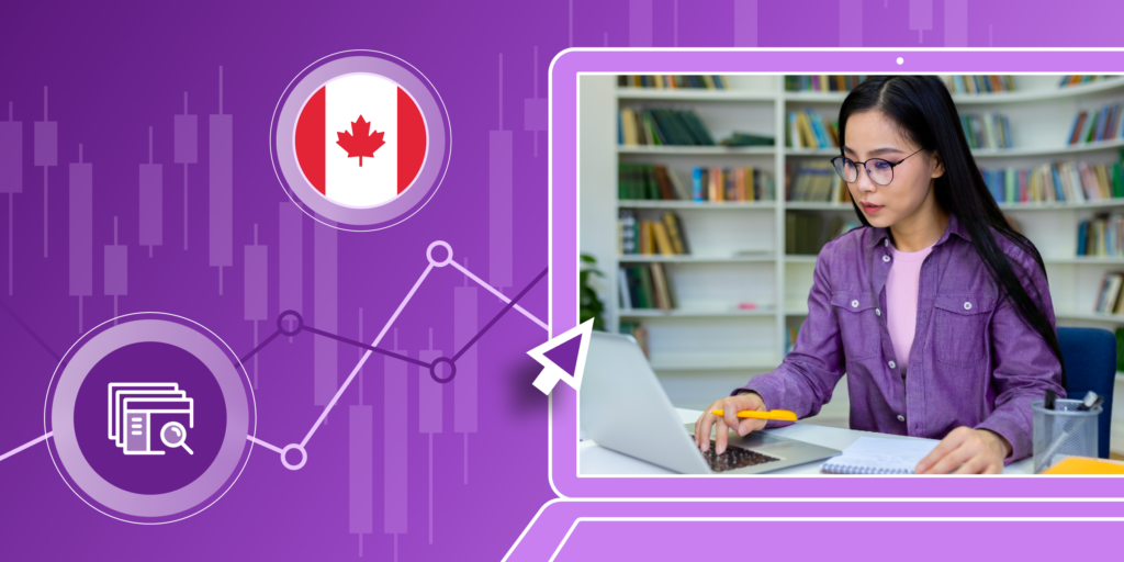 Banner for article showing Canadian flag and student using laptop