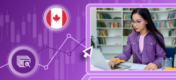 Banner for article showing Canadian flag and student using laptop